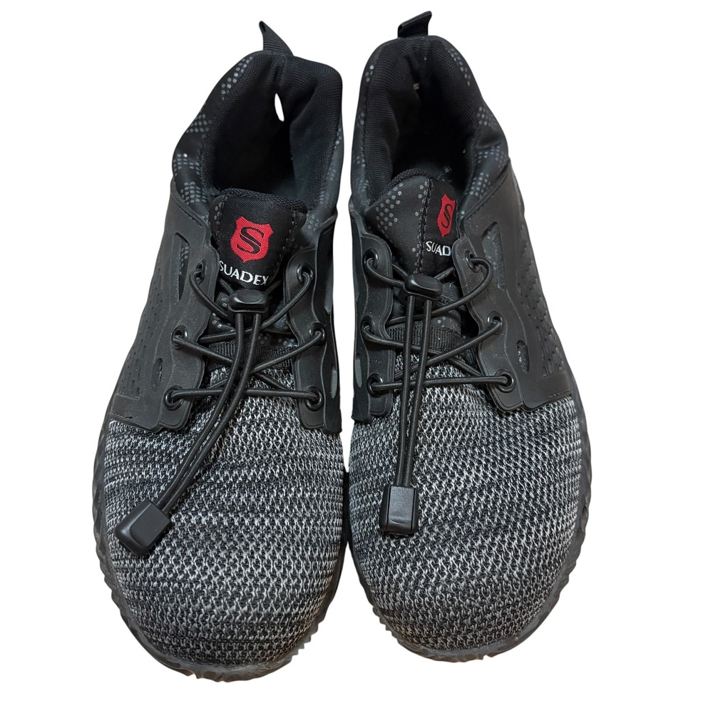 Suadex Mens 7.5/Womens 9 Work Shoes Black Grey Steel Toe Safety Sneakers Mesh